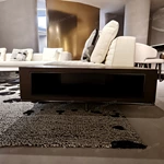 Modern Large-Scale Modular Sectional Sofa with Channel-Tufted Backrest, Integrated Wood Side Cabinet & Premium Textured Fabric